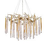 Люстра подвесная золотого цвета с разветвленными ветвями и прозрачными стеклянными подвесками Droplet Chandelier варинант исполнения - 1 | Loft Concept в Воронеже