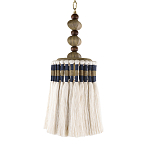 Подвесной светильник с подвесом из деревянных бусин и абажуром из кисточек Аmbiance варинант исполнения - 1 | Loft Concept в Воронеже
