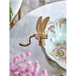 Чаша из голубого фарфора на бронзовых ножках с рисунком цветов и фигурками стрекоз Blue Garden варинант исполнения - 5 | Loft Concept в Воронеже