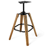 Барный стул со спинкой и металлической подставкой на 4-х деревянных ножках Бежевый Велюр Vendramin Chair варинант исполнения - 8 | Loft Concept в Воронеже