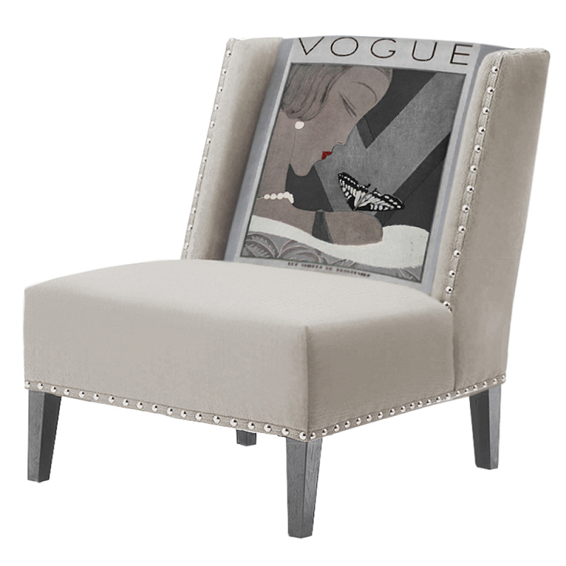 FUN Armchair  Vogui II Beige Дизайнерское кресло с цветным принтом Бежево-серый в Воронеже | Loft Concept 