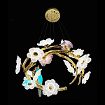 Люстра круглая на золотом каркасе с птичками и цветочным декором Miscellaneous herbs варинант исполнения - 8 | Loft Concept в Воронеже