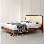 Кровать двуспальная с каркасом из дерева и мягким изголовьем Moon Walnut Bed варинант исполнения - 6 | Loft Concept в Воронеже
