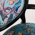 Полукресло из массива бука бирюзовое с изображением птиц и цветов Turquoise Chinoiserie Garden Chair варинант исполнения - 4 | Loft Concept в Воронеже