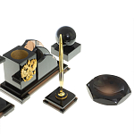 Настольный письменный набор с часами из природного камня обсидиана National Еmblem варинант исполнения - 5 | Loft Concept в Воронеже