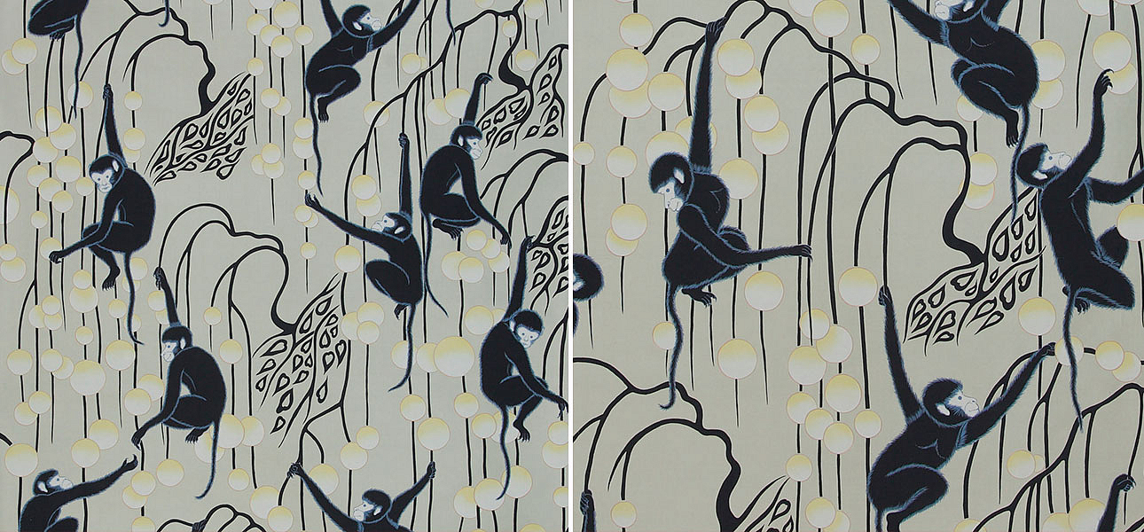 Обои ручная роспись Deco Monkeys Terracotta on Icefield dyed silk Обои ручная роспись Deco Monkeys Terracotta on Icefield dyed silk - Loft-Concept в Воронеже