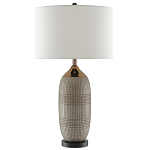 Настольная лампа керамическая с тканевым цилиндрическим абажуром Bullet варинант исполнения - 2 | Loft Concept в Воронеже