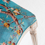 Стул из массива бука бирюзовый с изображением птиц и цветов Turquoise Beige Chinoiserie Peach Garden Chair варинант исполнения - 4 | Loft Concept в Воронеже