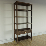 Стеллаж Elsa Dreams Walnut со стеклянными полками и ящиком варинант исполнения - 1 | Loft Concept в Воронеже