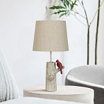 Настольная лампа с тканевым абажуром и основанием в виде птицы на дереве Simurq варинант исполнения - 3 | Loft Concept в Воронеже