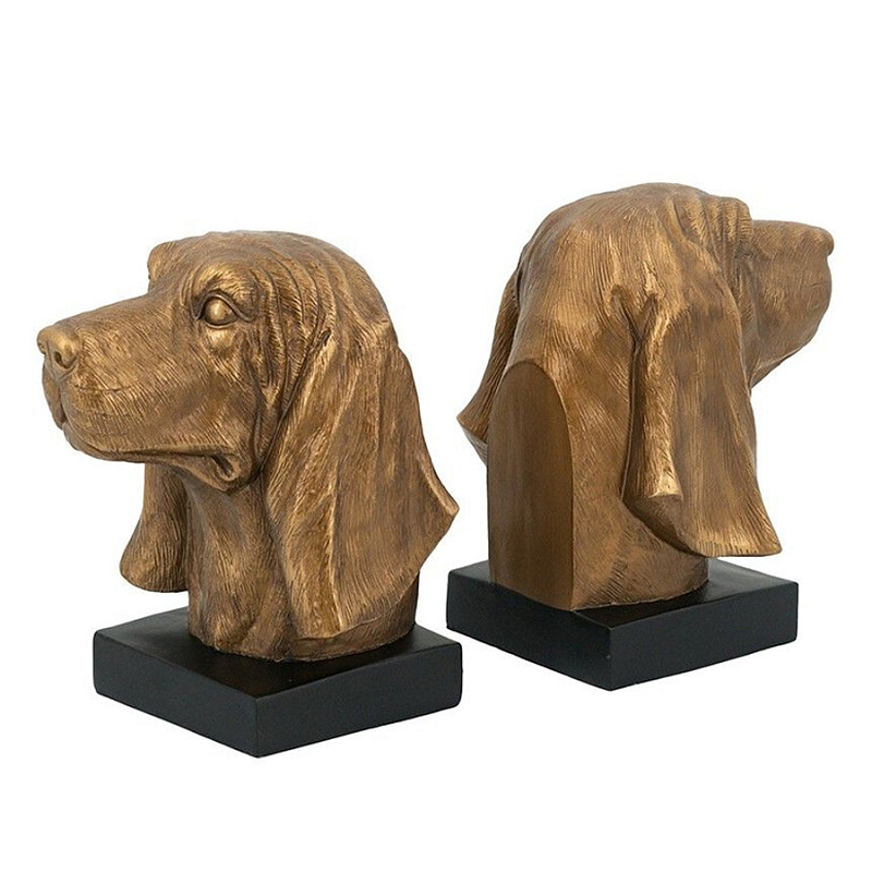 Держатель для книг с бронзовыми фигурками головы собаки Dog Elegance Бронза Черный Держатель для книг с бронзовыми фигурками головы собаки Dog Elegance Бронза Черный в Воронеже | Loft Concept