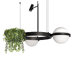 Подвесной светильник с 2-мя шарообразными плафонами и цилиндрическим спотом Light of Еyes варинант исполнения - 1 | Loft Concept в Воронеже