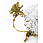 Конфетница из прозрачного рельефного стекла с ручками в виде стрекоз и фигуркой лебедя Eden Garden варинант исполнения - 2 | Loft Concept в Воронеже