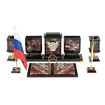 Настольный письменный набор из креноида и змеевика на бронзовых ножках Marble Accessory варинант исполнения - 1 | Loft Concept в Воронеже