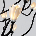 Люстра подвесная черного цвета с ветвями и белыми фарфоровыми цветами Floralis варинант исполнения - 13 | Loft Concept в Воронеже