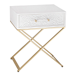 Приставной столик с выдвижным ящиком  White Table Carved Pattern варинант исполнения - 1 | Loft Concept в Воронеже