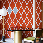 Обои ручная роспись Chez Nina by India Mahdavi Lantana colourway on Arancio dyed silk варинант исполнения - 4 | Loft Concept в Воронеже