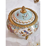 Шкатулка с крышкой из голубого фарфора с риунком птиц и цветов Blue Garden варинант исполнения - 2 | Loft Concept в Воронеже