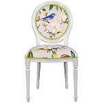 Стул светло-серый из натурального бука с изображением птиц и цветов Blooming Blue Birds варинант исполнения - 1 | Loft Concept в Воронеже