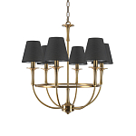 Люстра на металлическом основании бронзового цвета с 6-ю черными конусовидными абажурами Dignity варинант исполнения - 2 | Loft Concept в Воронеже