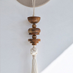 Аксессуар на стену диск с деревянными бусинами Wall Decor Thread Disc  варинант исполнения - 2 | Loft Concept в Воронеже