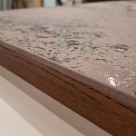 Стол обеденный с коричневой квадратной столешницей из керамики на четырех деревянных ножках Brown Ceramics варинант исполнения - 2 | Loft Concept в Воронеже