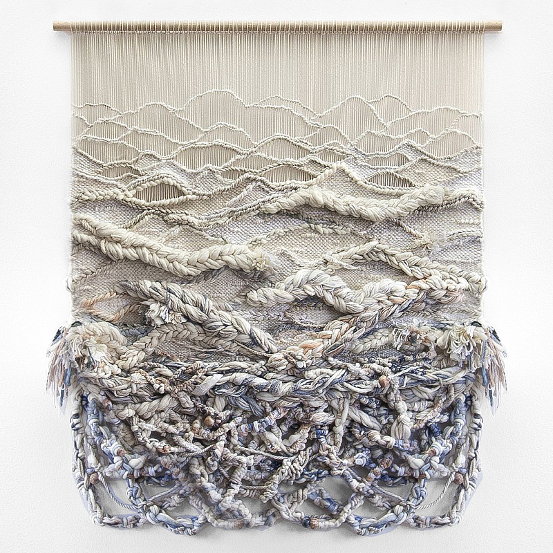 Дизайнерское современное текстильное панно Жемчуг Бежевый Голубой в Воронеже | Loft Concept 