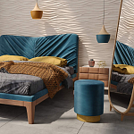 Пуф синий велюр на золотом металлическом основании Golden Belt варинант исполнения - 4 | Loft Concept в Воронеже