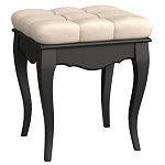 Пуф из массива бука с бежевой обивкой из велюра White Provence Black Provence варинант исполнения - 1 | Loft Concept в Воронеже