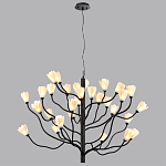 Люстра подвесная черного цвета с ветвями и белыми фарфоровыми цветами Floralis варинант исполнения - 12 | Loft Concept в Воронеже