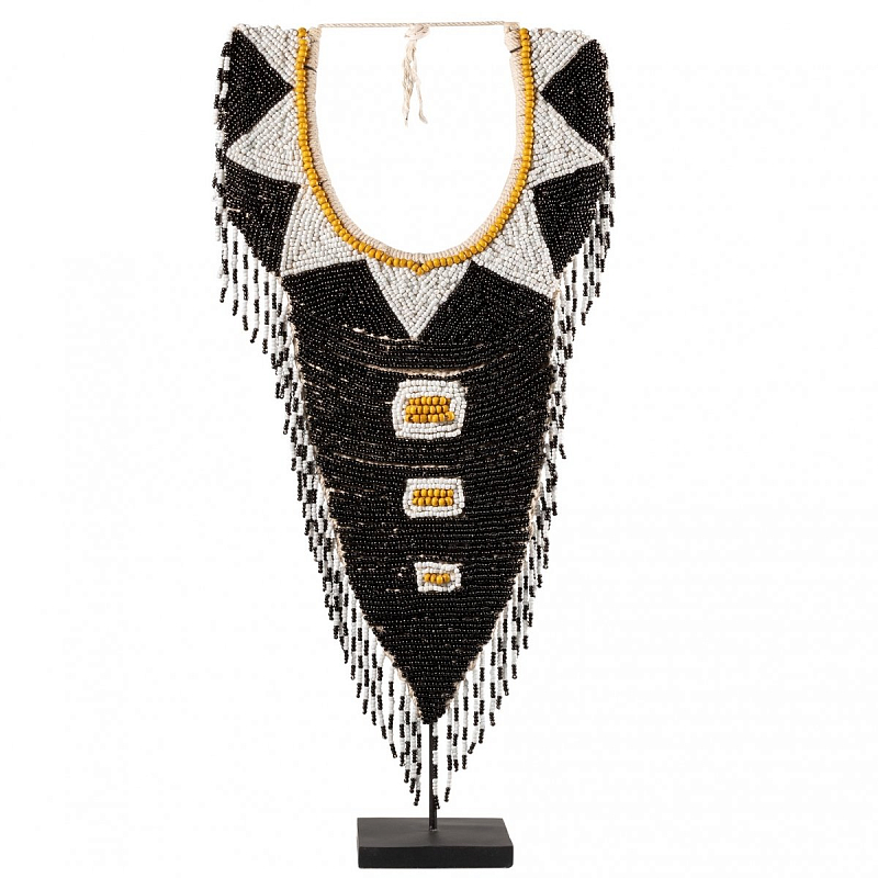 Африканское Ожерелье на подставке NECKLACE BEADS BLACK WHITE MUSTARD Черный Африканское Ожерелье на подставке NECKLACE BEADS BLACK WHITE MUSTARD Черный в Воронеже | Loft Concept