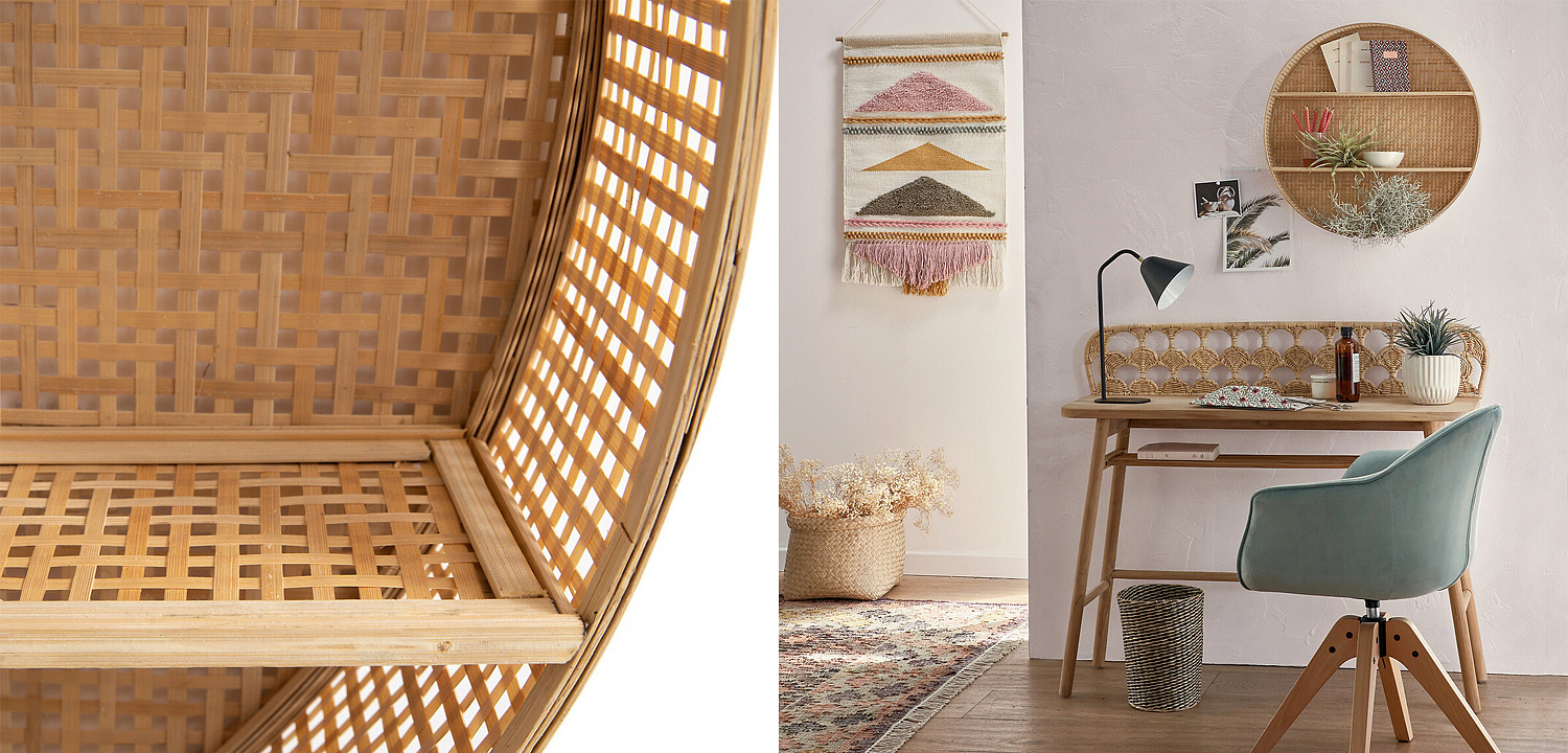 Полка Wicker Bamboo Shelf cells Полка Wicker Bamboo Shelf cells - Loft-Concept в Воронеже