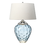 Настольная лампа со белым конусным абажуром и прозрачным голубым стеклянным основанием Quintiesse варинант исполнения - 1 | Loft Concept в Воронеже