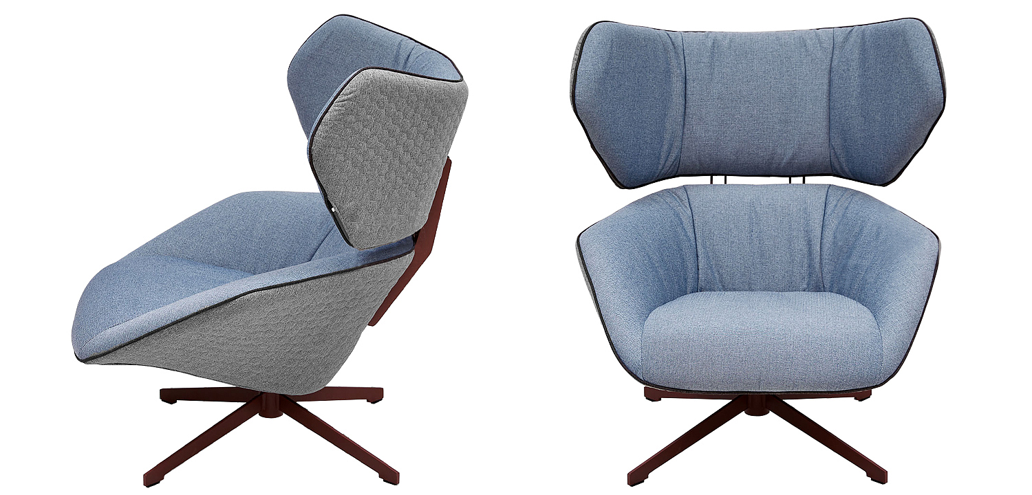 Вращающееся кресло с двухцветной обивкой Wilder Armchair голубой и серый Вращающееся кресло с двухцветной обивкой Wilder Armchair голубой и серый - Loft-Concept в Воронеже