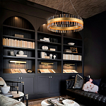 Люстра кольцевая чёрного цвета с вертикальными стеклянными элементами Ring Horizontal варинант исполнения - 2 | Loft Concept в Воронеже