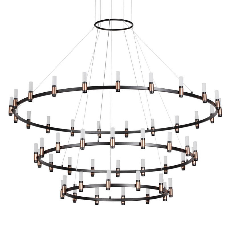 Люстра подвесная с тремя круглыми ярусами и цилиндрическими плафонами Arnaut Light Черный Белый в Воронеже | Loft Concept 