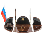 Настольный письменный набор с часами из природного камня обсидиана Oval Office варинант исполнения - 1 | Loft Concept в Воронеже