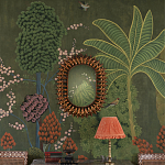 Обои ручная роспись Malwa Original colourway on Olive tobacco варинант исполнения - 1 | Loft Concept в Воронеже