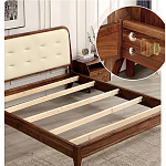 Кровать двуспальная с каркасом из дерева и мягким изголовьем Moon Walnut Bed варинант исполнения - 5 | Loft Concept в Воронеже