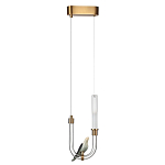 Подвесной светильник с декоративной фигуркой птицы на прозрачной изогнутой трубке Ganthea варинант исполнения - 2 | Loft Concept в Воронеже