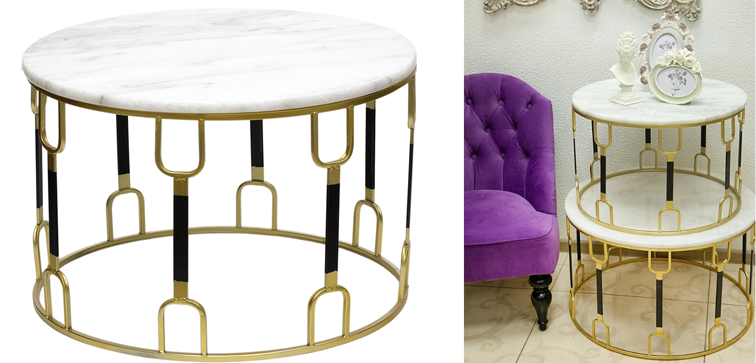 Приставной стол Dorius Side Table white marble Приставной стол Dorius Side Table white marble - Loft-Concept в Воронеже