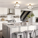 Потолочный светильник со светлым текстильным абажуром Hinkley варинант исполнения - 6 | Loft Concept в Воронеже