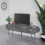 ТВ-тумба серая с 2-мя откидными дверцами и 2-мя открытыми полками CAPSULE TV STAND RETRO GREY варинант исполнения - 2 | Loft Concept в Воронеже