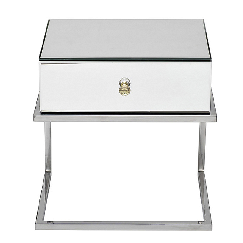 Тумбочка зеркальная с ящиком Mirror Chrome Cabinet Зеркало Хром Тумбочка зеркальная с ящиком Mirror Chrome Cabinet Зеркало Хром в Воронеже | Loft Concept