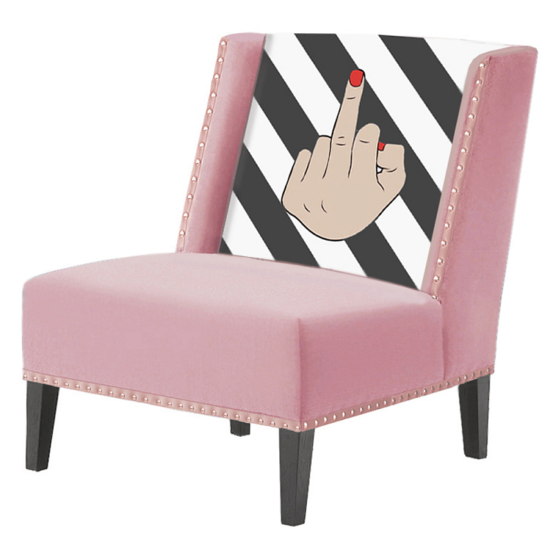 FUN Armchair "fuck off" pink  Дизайнерское кресло с цветным принтом Розовый пастельный в Воронеже | Loft Concept 