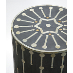 Приставной круглый столик с инкрустацией Mandika Bone Inlay Gray варинант исполнения - 1 | Loft Concept в Воронеже