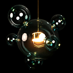 Подвесной светильник с прозрачными бирюзовыми стеклянными шарами и золотыми деталями Диаметр 46 Giopato & Coombes варинант исполнения - 4 | Loft Concept в Воронеже