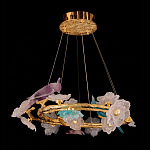 Люстра круглая на золотом каркасе с птичками и цветочным декором Miscellaneous herbs варинант исполнения - 5 | Loft Concept в Воронеже