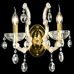 Бра с двумя лампами и крупными хрустальными подвесками на золотом основании Crystal lamps варинант исполнения - 2 | Loft Concept в Воронеже