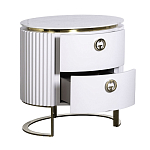 Тумбочка белая овальная с мраморной столешницей Thoroughbass варинант исполнения - 2 | Loft Concept в Воронеже